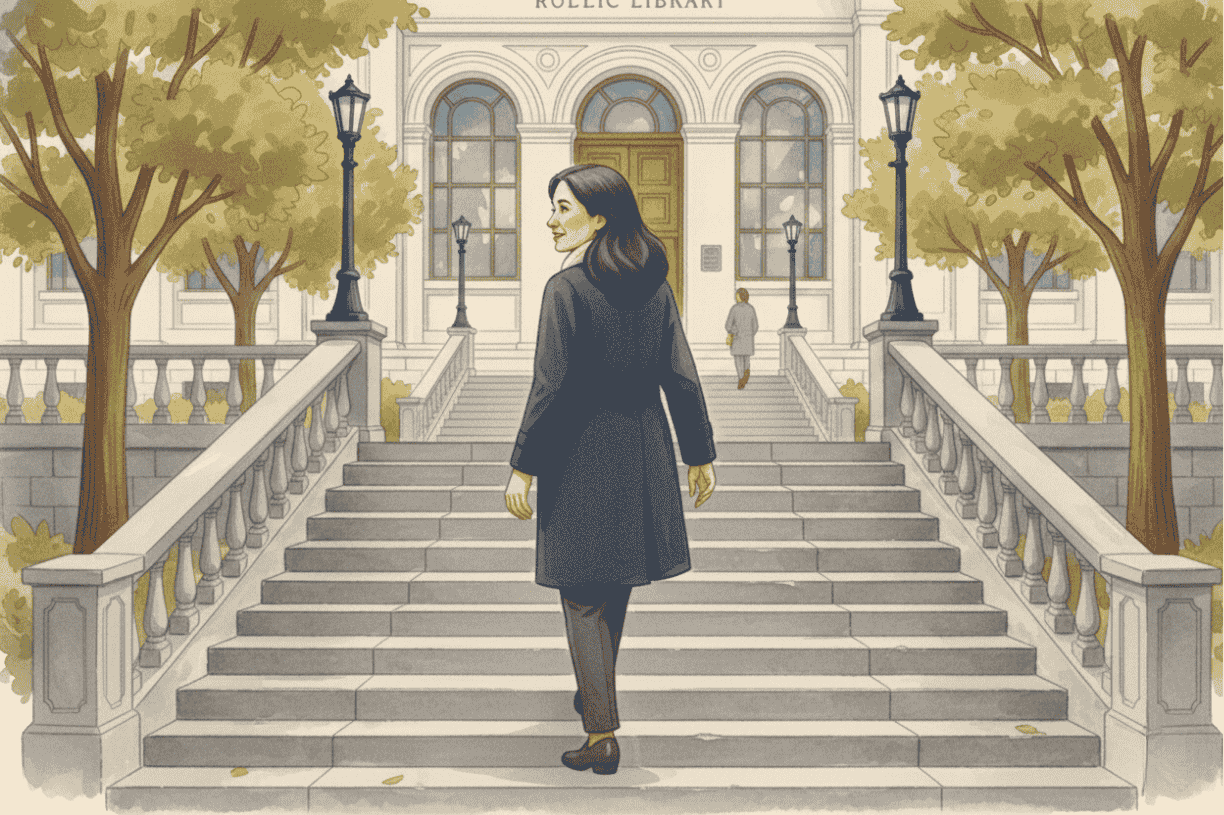 Woman walking up stairs comfortably after recovering knee mobility