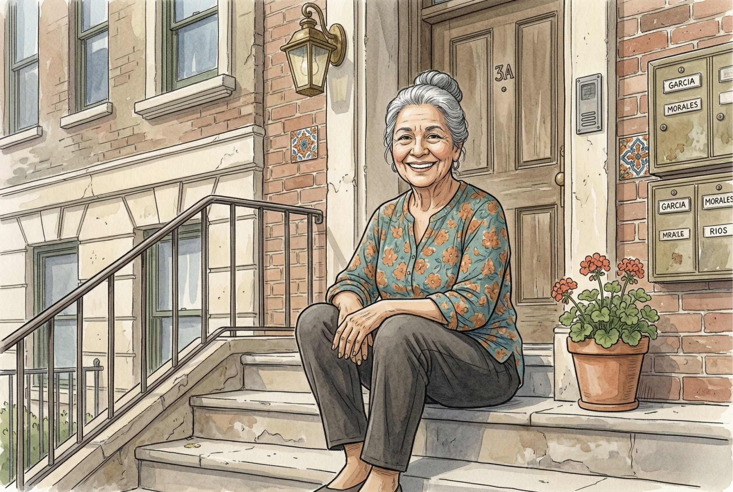 Woman walking up stairs comfortably after recovering knee mobility