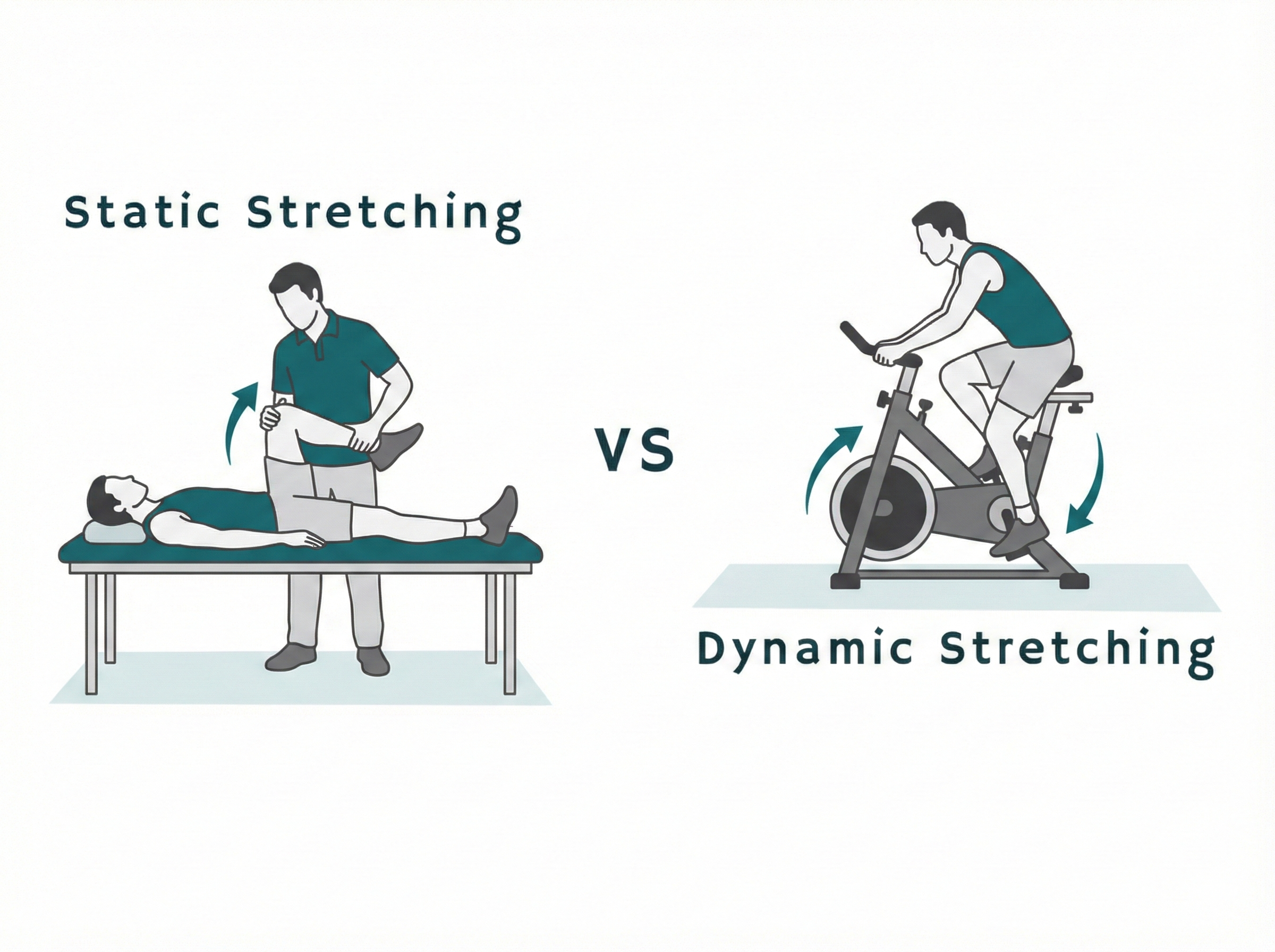 A stationary exercise bike centered in a minimalist, clean room with white brick-style walls and wooden floors, suitable for a home-based knee rehabilitation or fitness space.